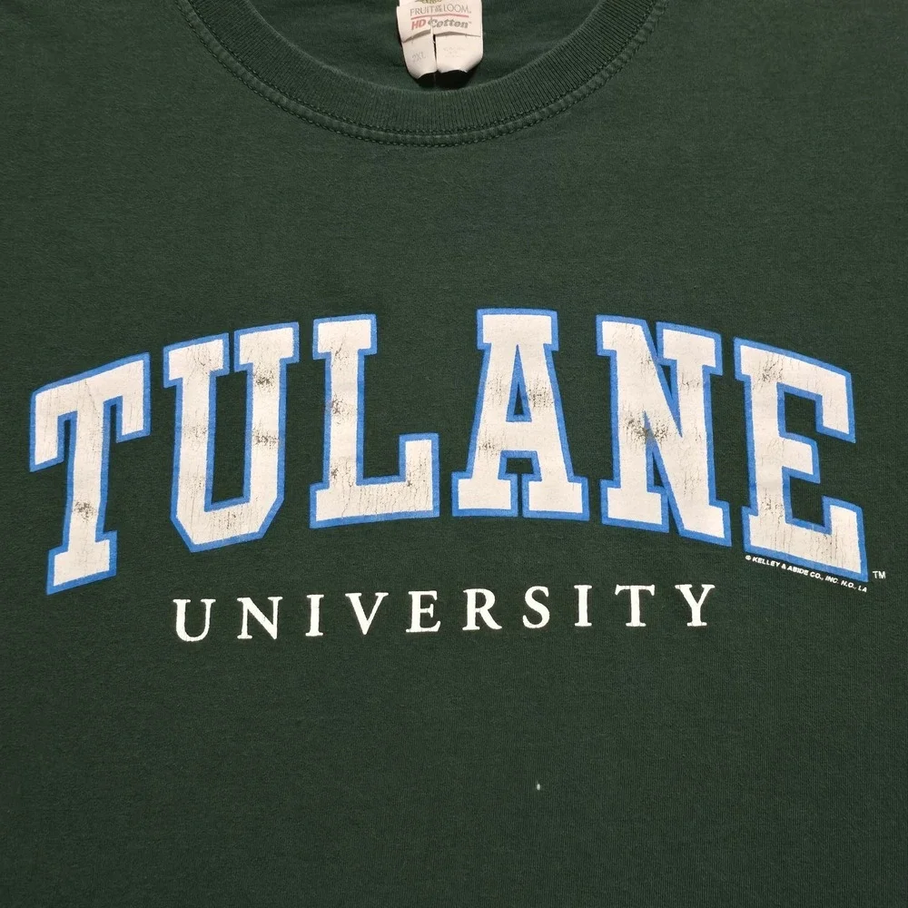 Vintage Tulane University Green Wave 90s Graphic T Shirt Mens 2XL